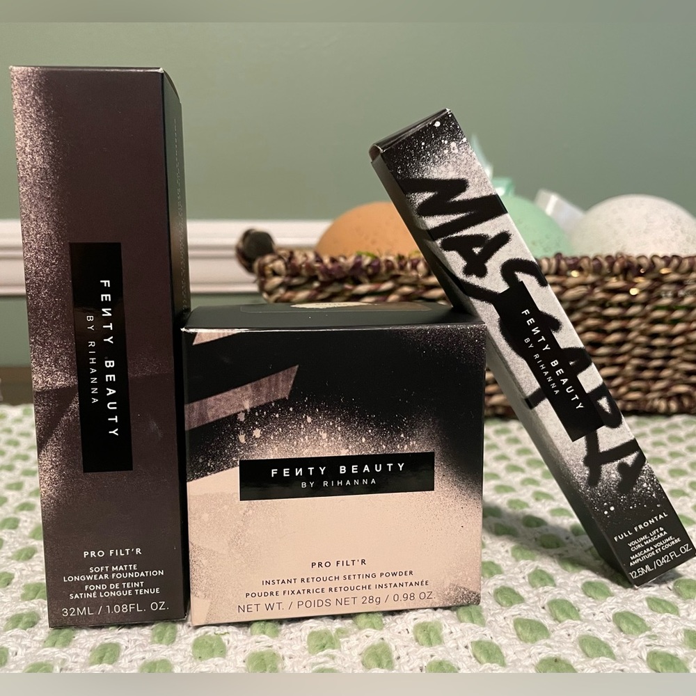 FENTY BEAUTY by Rihanna makeup LOT- Foundation, setting powder & Mascara!